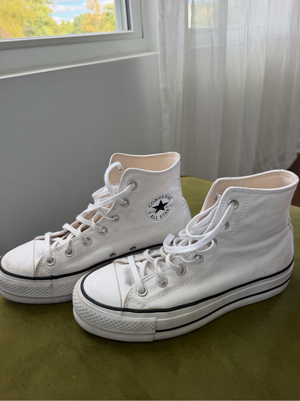 Converse White High-Top Platform Sneakers